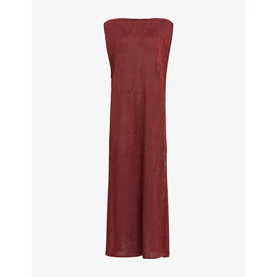 Allsaints Womens  Kaito Boat-neck Jacquard-print Sleeveless Woven Maxi Dress