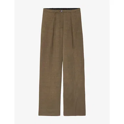 Allsaints Leonie Satin Wide Leg Pants In Brown