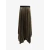 Allsaints Phia Metallic Pleated Skirt In Metallic Gold