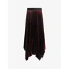 Allsaints Lerin Metallic Asymmetric Maxi Skirt In Metallic Red