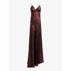 Allsaints Lili Tanana Printed Maxi Dress In Metallic Red