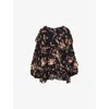 Allsaints Womens Armada Black Lissie Floral Print Ruffled Woven Top In Multi