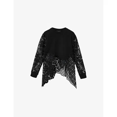 Allsaints Malorie Long Sleeve Lace Shirt In Black
