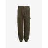 Allsaints Mila Tapered Slim Fit Denim Trousers In Khaki Green
