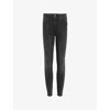 ALLSAINTS WOMENS WASHED BLACK MILLER PUSHUP SKINNY-LEG HIGH-RISE ORGANIC COTTON-BLEND STRETCH-DENIM JEANS