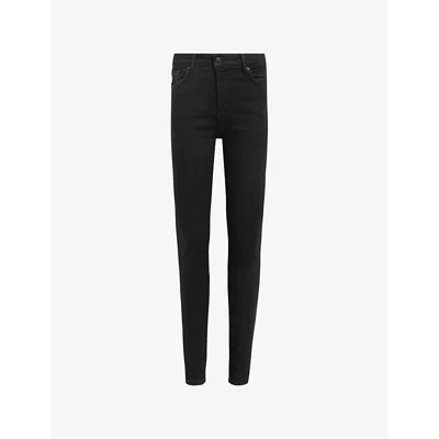 Allsaints Womens Black Miller Sizeme Skinny-leg High-rise Organic Cotton-blend Stretch-denim Jeans