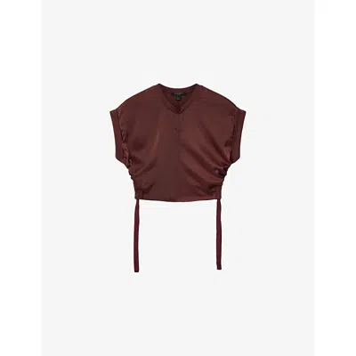 Allsaints Mira Satin Tee In Burgundy