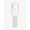 Allsaints Womens Miro Long-sleeve Knitted Maxi Dress Chalk White