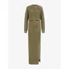 Allsaints Womens Miro Long-sleeve Knitted Maxi Dress Fir Green In Fir Green