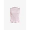 Allsaints Womens Lilac Ash Pink Ode Round-neck Shirred Organic-cotton Tank