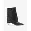 Allsaints Odyssey Knee High Folding Leather Boots In Black