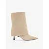 Allsaints Womens  Odyssey Folding Suede Knee-high Boots In Sand Brown