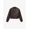 Allsaints Womens Oxblood Red Orten Leather Bomber Jacket In Brown