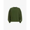Allsaints Zipper Accent Shirred Cotton Sweatshirt In Rifle Green