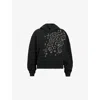 Allsaints Womens Pippa Crystal-embellished Cotton-blend Hoody Black In Black