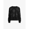 Allsaints Pippa Embellished Relaxed Fit Sweatshirt In Black