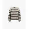 Allsaints Womens  Riga Striped Knitted Jumper In Fawn Brown ml/