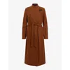 Allsaints Womens  Riley Wrap-around Belted Wool-blend Coat In Sugar Brown