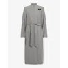 Allsaints Womens  Riley Wrap-around Belted Wool-blend Coat In Ultimate Grey