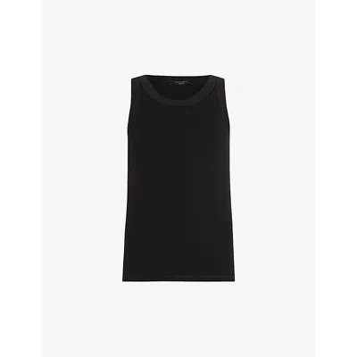 ALLSAINTS WOMENS BLACK RINA ROUND-NECK SLEEVELESS STRETCH-WOVEN TANK