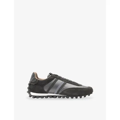 Allsaints Womens  Robin Suede And Woven Trainers In Dark Grey