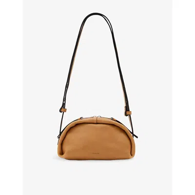 Allsaints Womens Toffee Brown Rosalie Curved Leather Cross-body Bag In Blue