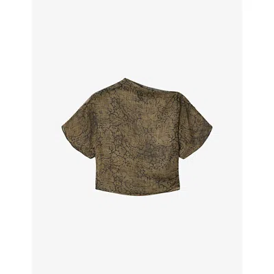 Allsaints Womens Sirius Gold Bl Sali Asymmetric-neck Woven Top In Green