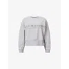 Shop Allsaints Womens Separo Sequin-embellished Cotton-blend Sweatshirt Grey Marl