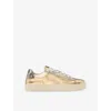 Allsaints Womens  Shana Metallic Leather Low-top Trainers In Gold/silver
