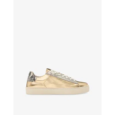 Allsaints Womens  Shana Metallic Leather Low-top Trainers In Gold/silver
