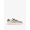 Allsaints Womens  Shana Metallic Leather Low-top Trainers In Silver/gunmeta