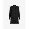 Allsaints Womens Black Shirred Woven Mini Dress