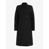 Allsaints Womens Black Sidney Stand-collar Regular-fit Wool And Recycled Cashmere-blend Coat In Black