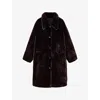 Allsaints Womens Chocolate Brow Sora Relaxed-fit Faux-fur Coat In Brown