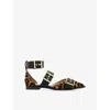 Allsaints Womens  Sutton Multi-strap Flat Leather Courts In Leppo Brown/bl