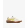 Allsaints Suede Vix Sneakers In White/brown/gr