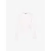 Allsaints Womens White West Ruched Long-sleeve Stretch-cotton Top In White