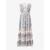 Allsaints Womens Xanthe Paisley-print Woven Dress Lita Soft Blue In Lita Soft Blue