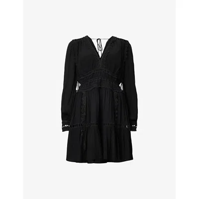 Allsaints Womens  Xanthe V-neck Woven Mini Dress In Black