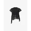 Allsaints Womens  Zala Crochet-panel Cotton Top In Black
