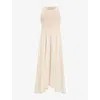 Allsaints Womens Zenia Sleeveless Stretch-woven Midi Dress Almond White