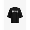 Allsaints Womens Black Amelie Branded-print Cotton-jersey T-shirt In Black