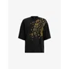 Allsaints Amelie Oversize Embellished Cotton Graphic T-shirt In Black