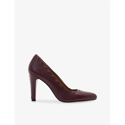 Allsaints Womens Anna Heeled Leather Court Shoes Burgundy Red Eur 41 / 8 Uk