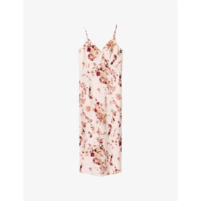 Allsaints Womens Armada Soft Pi Melody V-neck Floral-print Cotton-blend Midi Dress