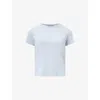 Allsaints Womens Round-neck Slim-fit Cotton-jersey T-shirt Barely Blue