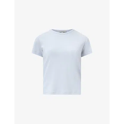 Allsaints Womens Round-neck Slim-fit Cotton-jersey T-shirt Barely Blue
