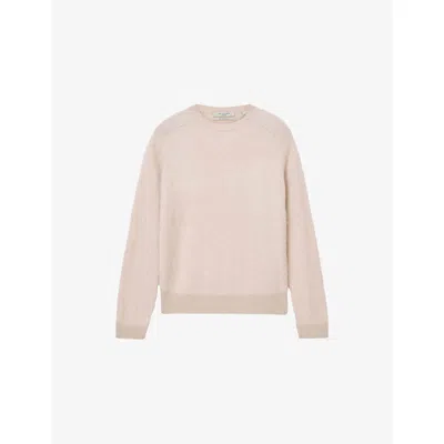 Allsaints Womens Barley White Rebel Round-neck Cashmere Jumper In Neutral