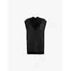 Allsaints Womens Black Bern Stud-embellished Satin And Wool Tank Top In Black