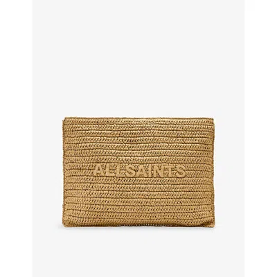 Allsaints Womens Biscuit Brown Bettina Raffia Clutch